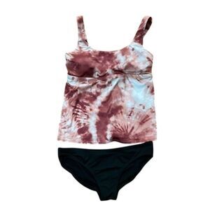 Nike Pink & Black  Tie-Dye Tankini Swimsuit Womens Size Medium Vacation Beach